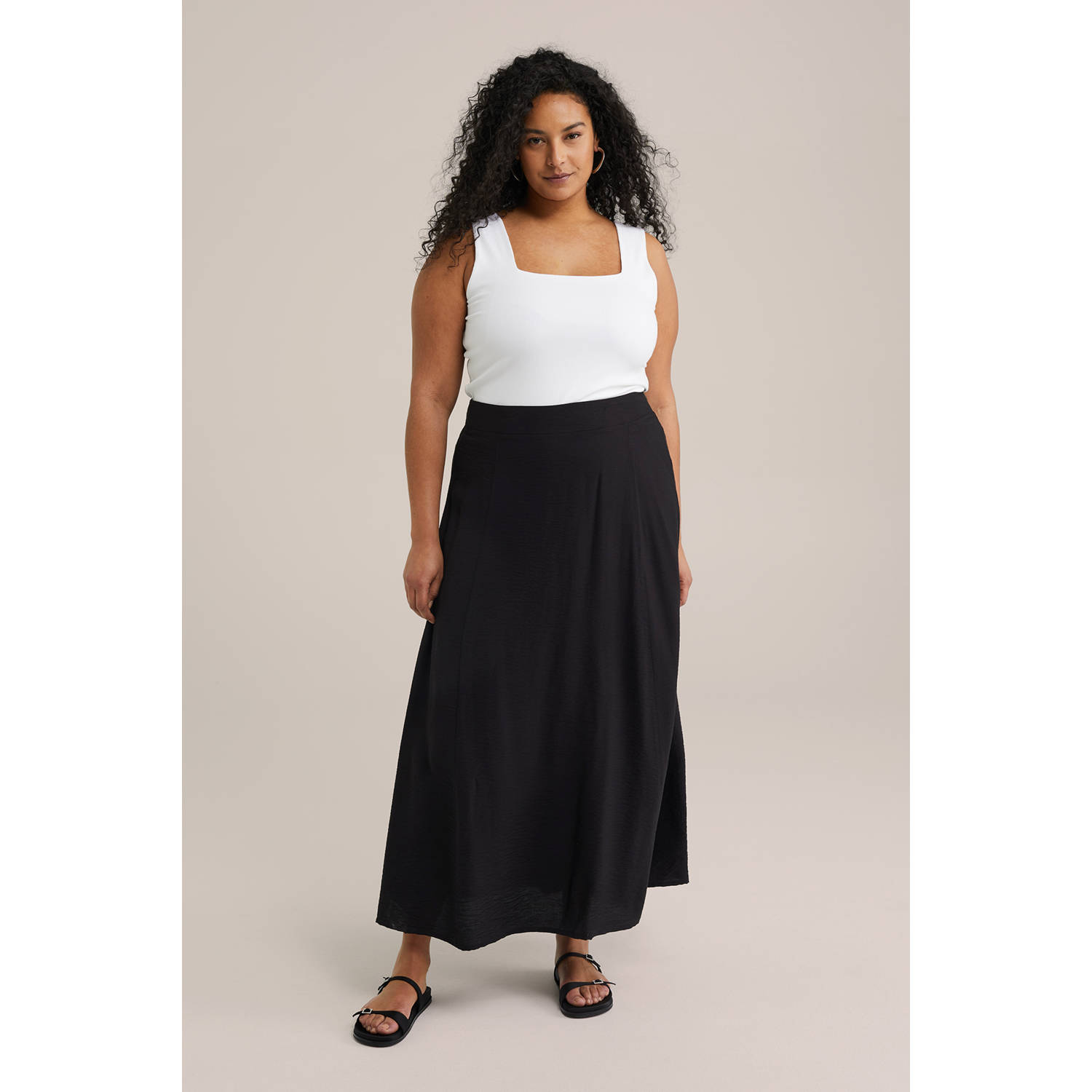 WE Fashion Curve A-lijn rok zwart