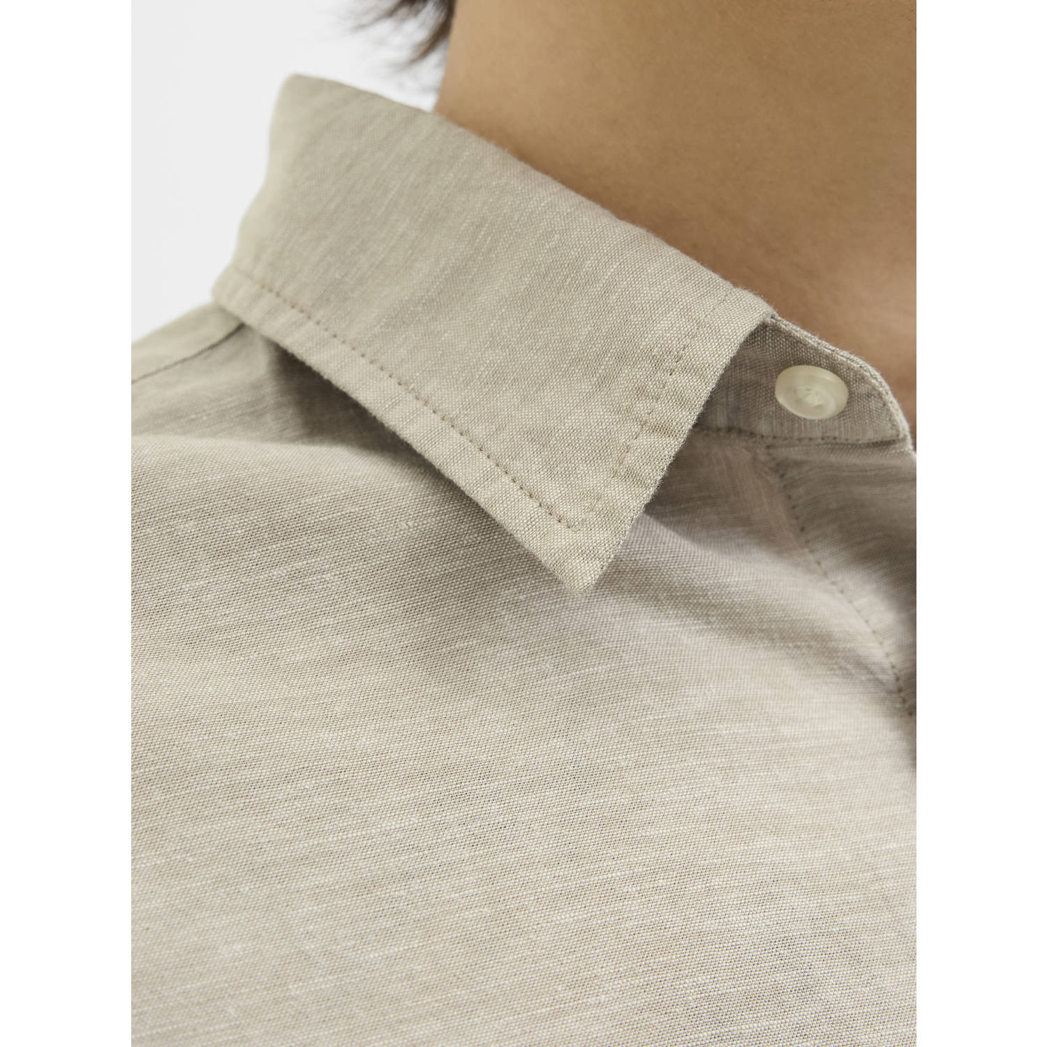 JACK & JONES ESSENTIALS linnen casual overhemd beige