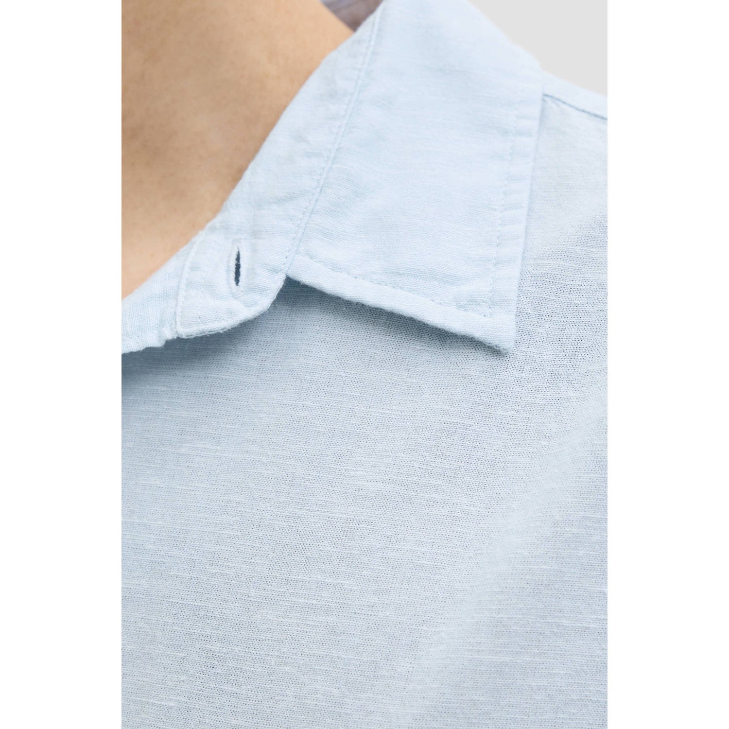 JACK & JONES ESSENTIALS linnen casual overhemd lichtblauw