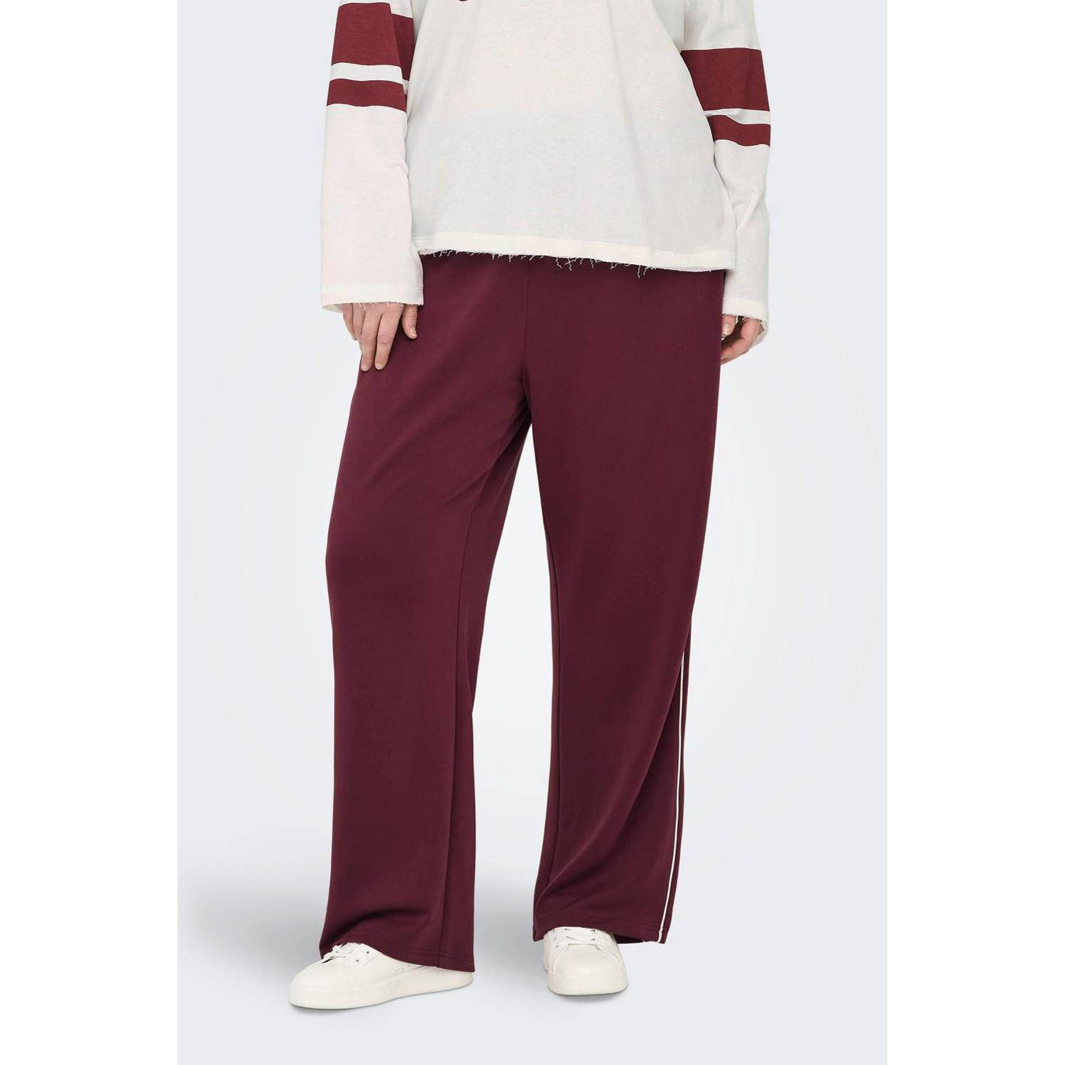 ONLY CARMAKOMA regular high waist casual broek donkerrood