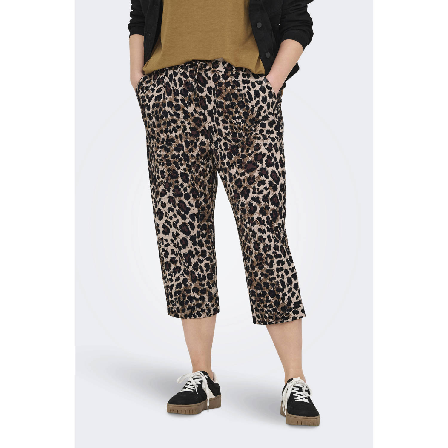 ONLY CARMAKOMA regular waist broek bruin