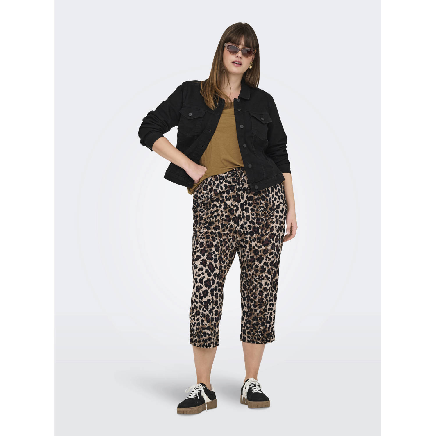ONLY CARMAKOMA regular waist broek bruin