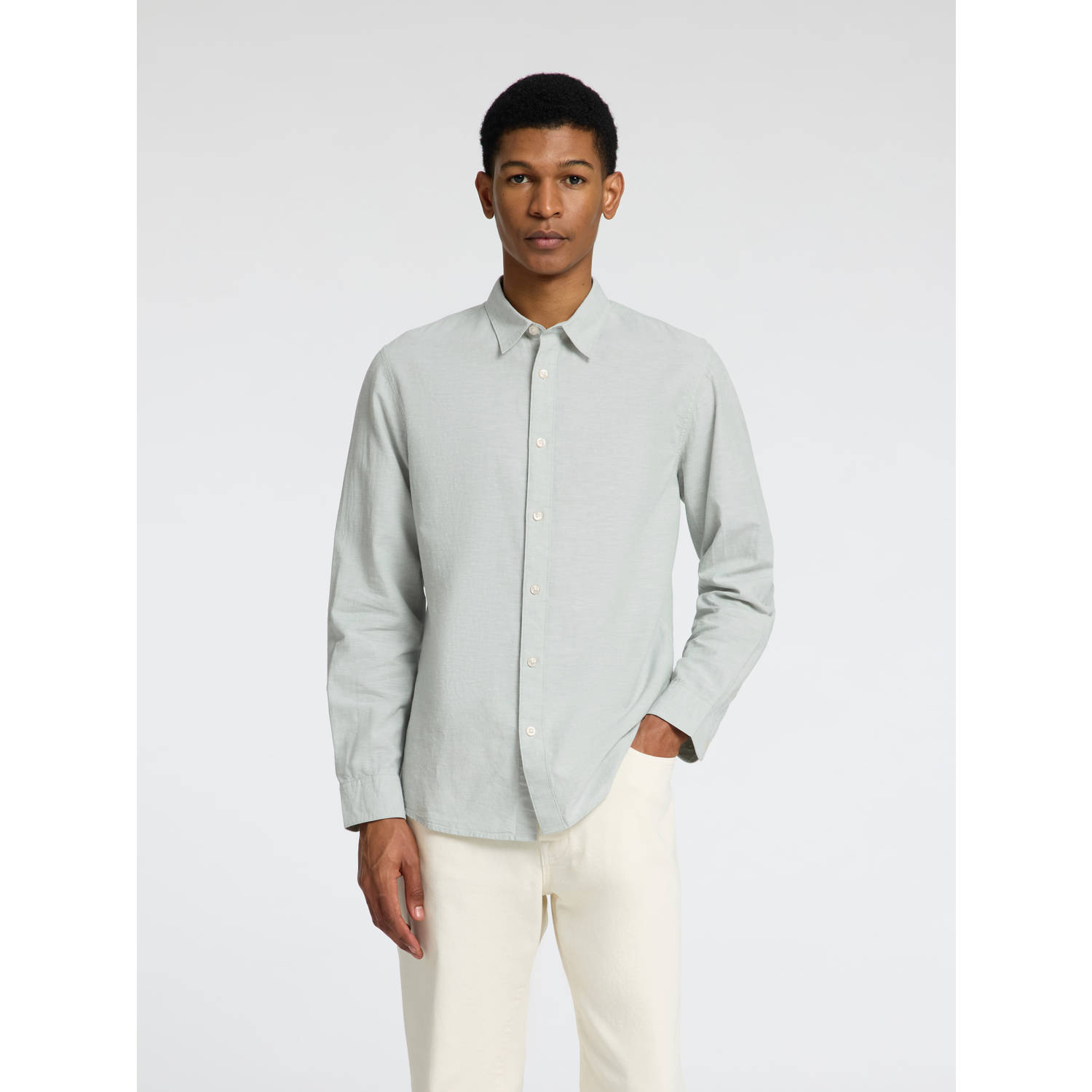 SELECTED HOMME Heren Overhemden Slhslim-sun Shirt Ls Noos Grijs
