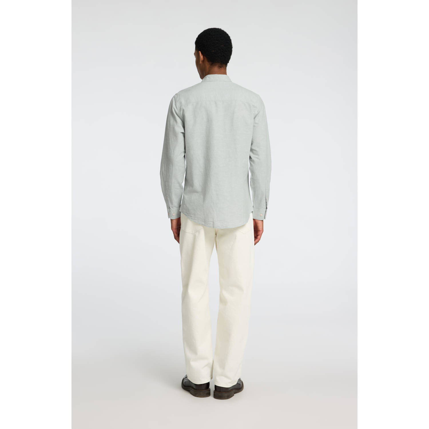 SELECTED HOMME linnen casual overhemd SLHSLIM-SUN lichtgroen
