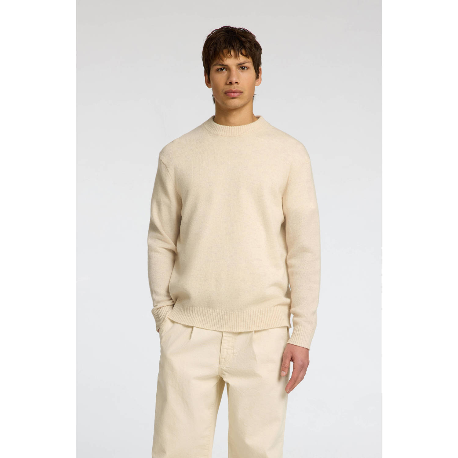 Selected Homme Gebreide Crew Neck Sweatshirt Beige Heren