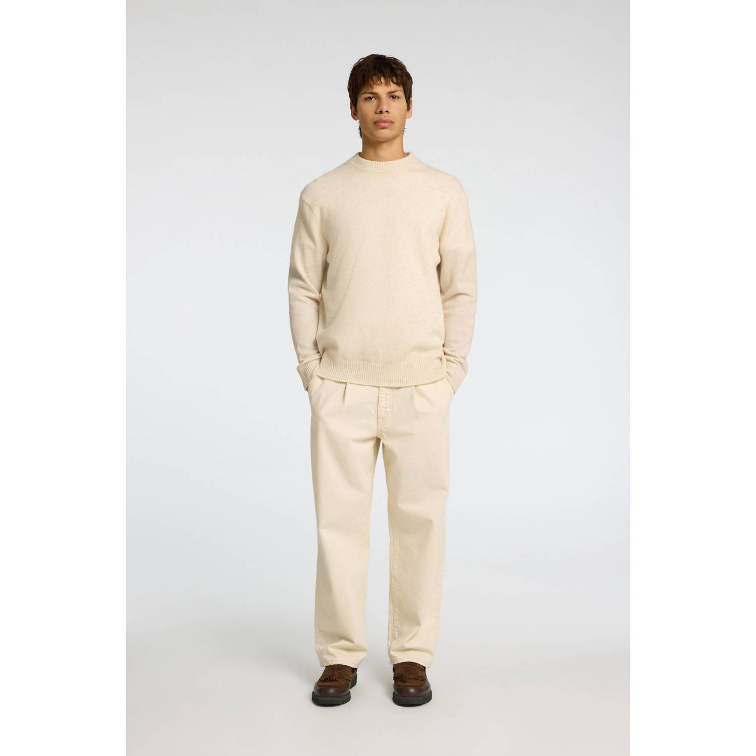 SELECTED HOMME pullover SLHMATTIS gebreid beige