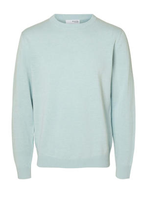 pullover SLHMATTIS  gebreid lichtblauw