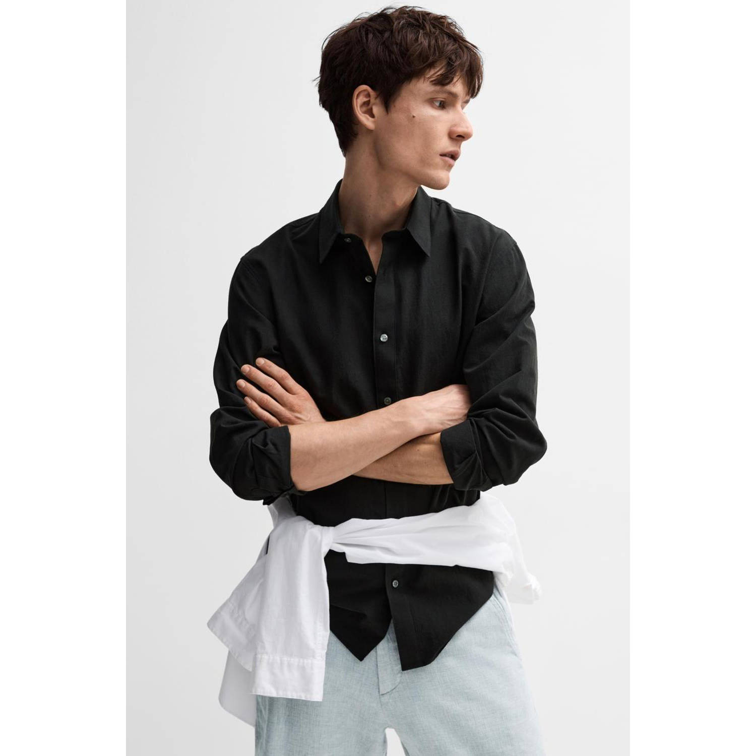 SELECTED HOMME slim fit overhemd SLHSLIMSUN zwart