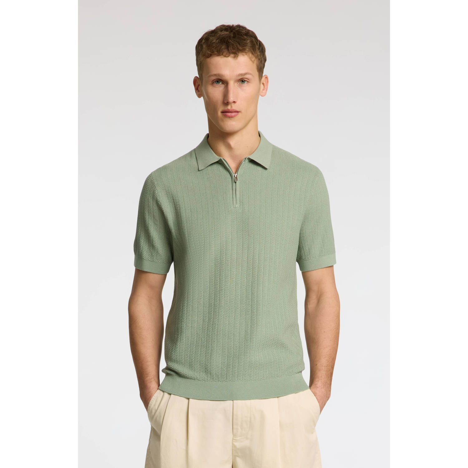 Selected Homme Poloshirt met korte ritssluiting