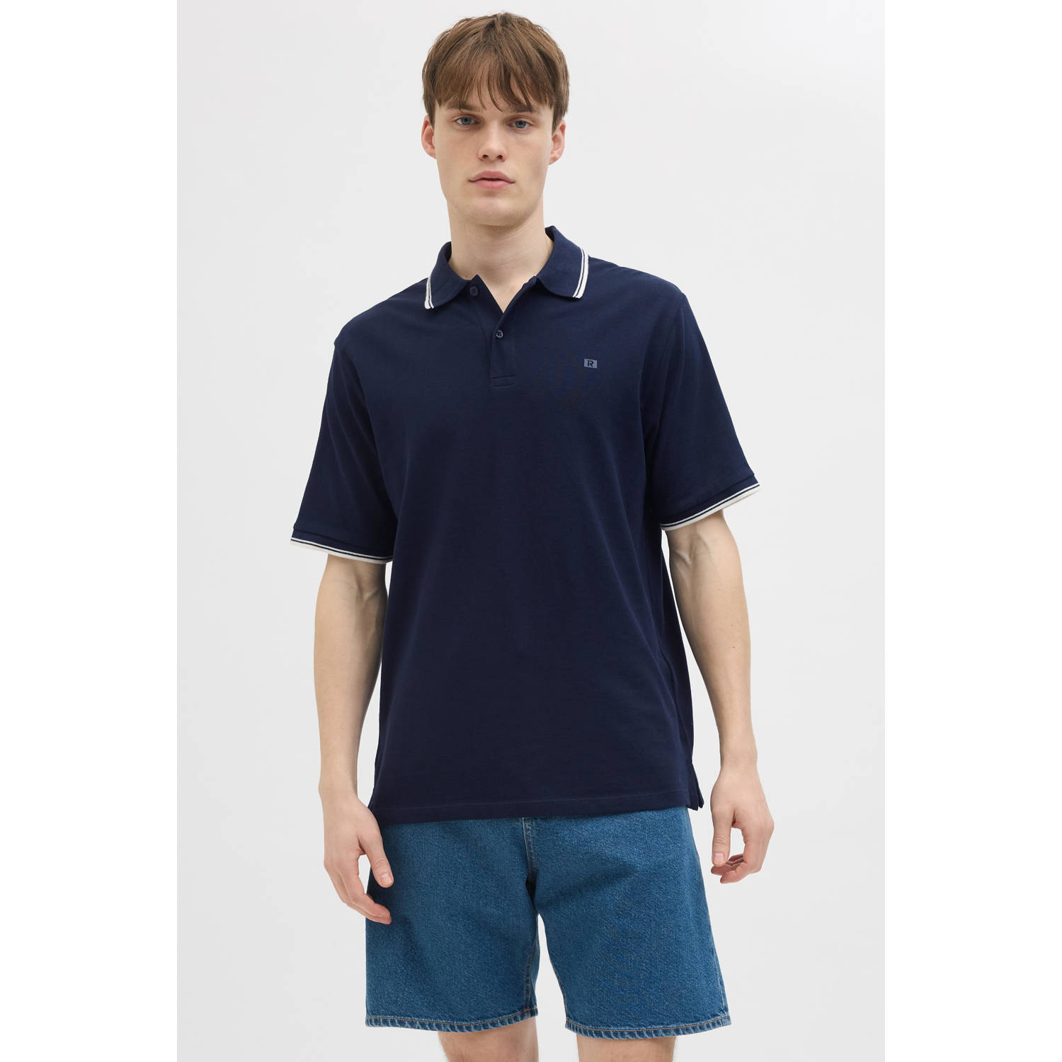 JJ REBEL regular polo donkerblauw
