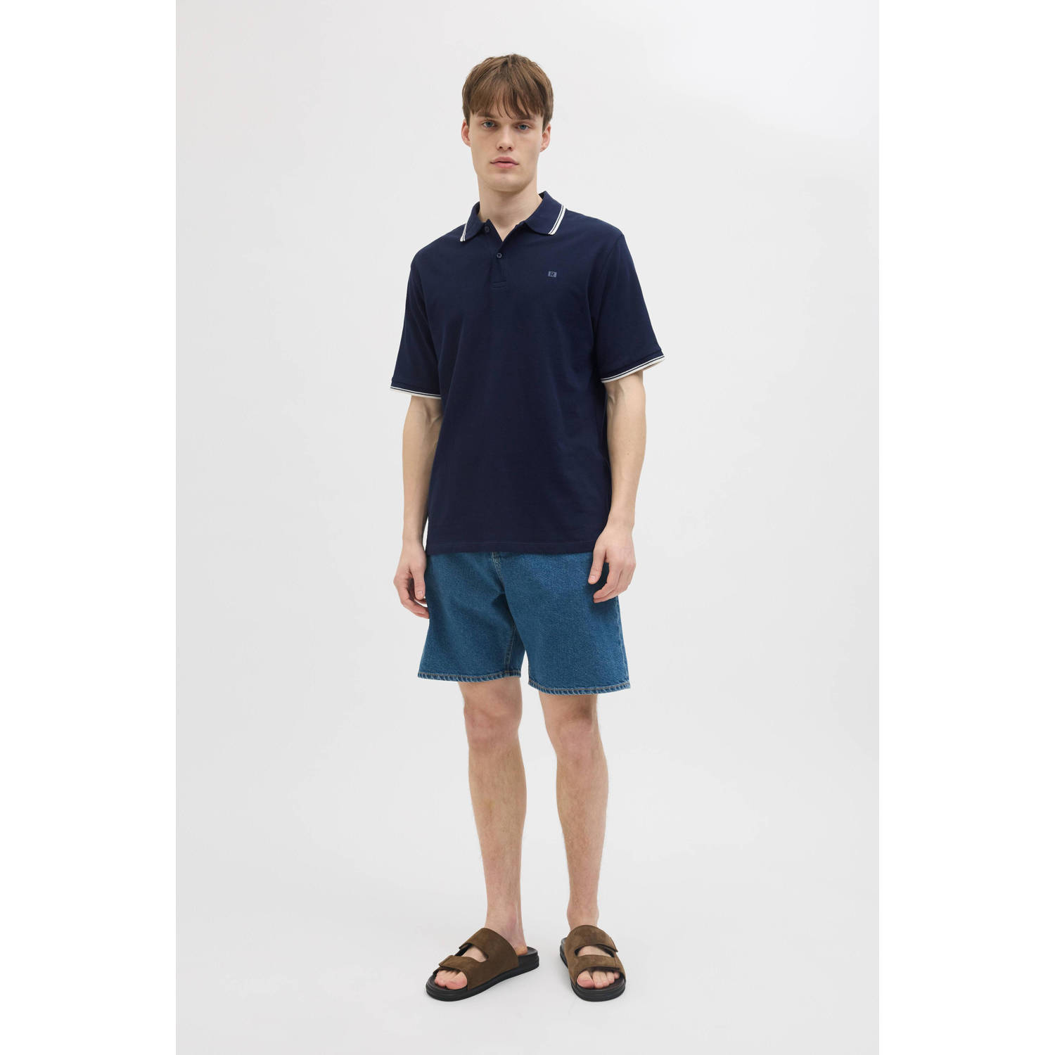 JJ REBEL regular polo donkerblauw
