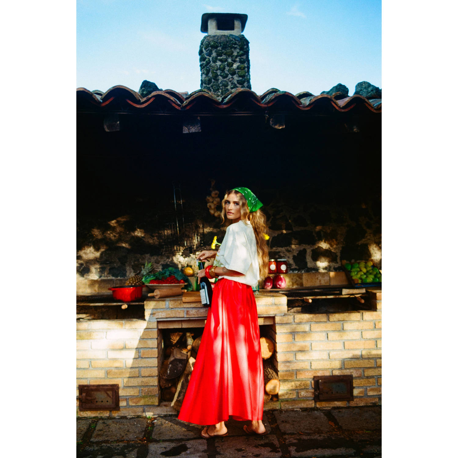 HARPER & YVE X Tessa midi rok rood