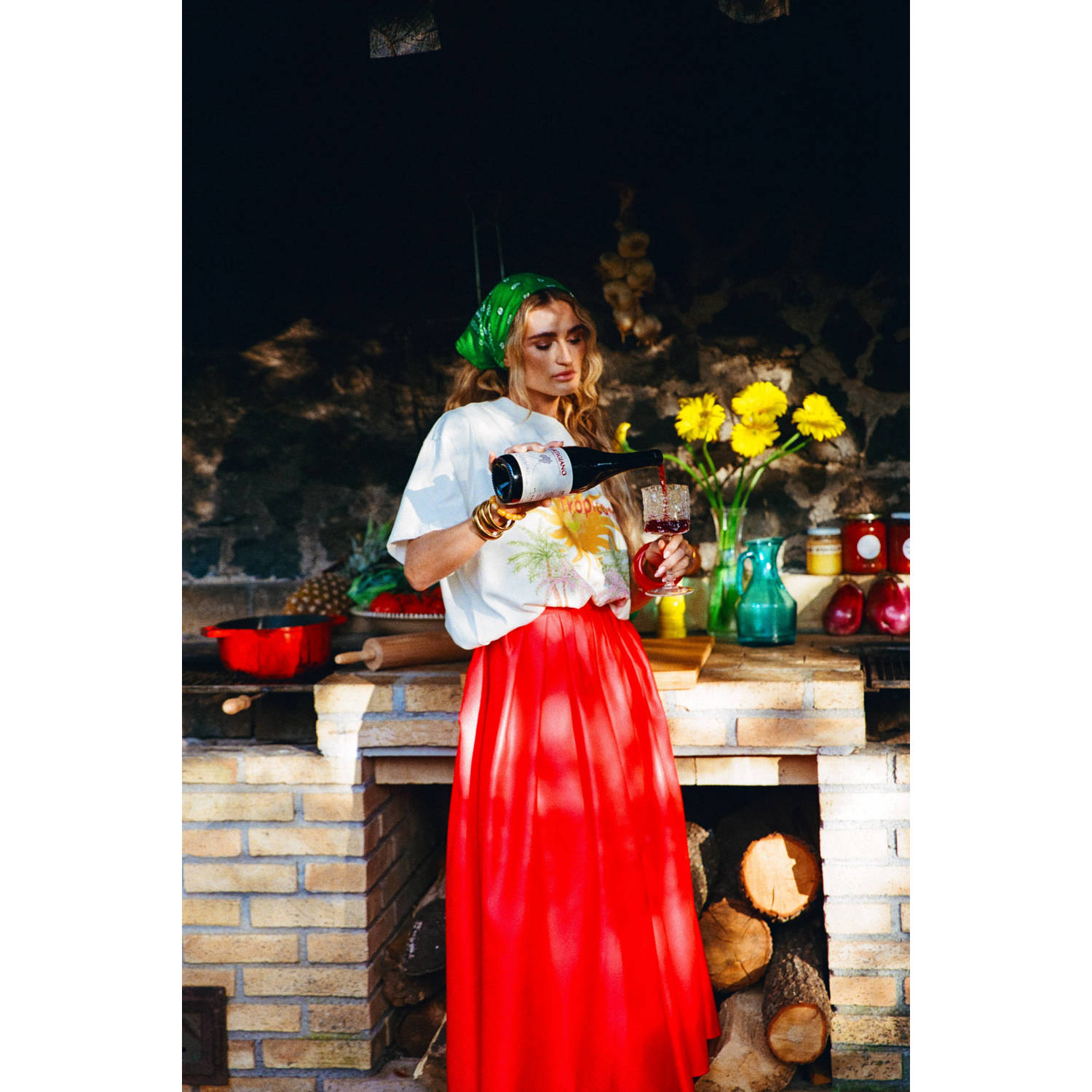 HARPER & YVE X Tessa midi rok rood