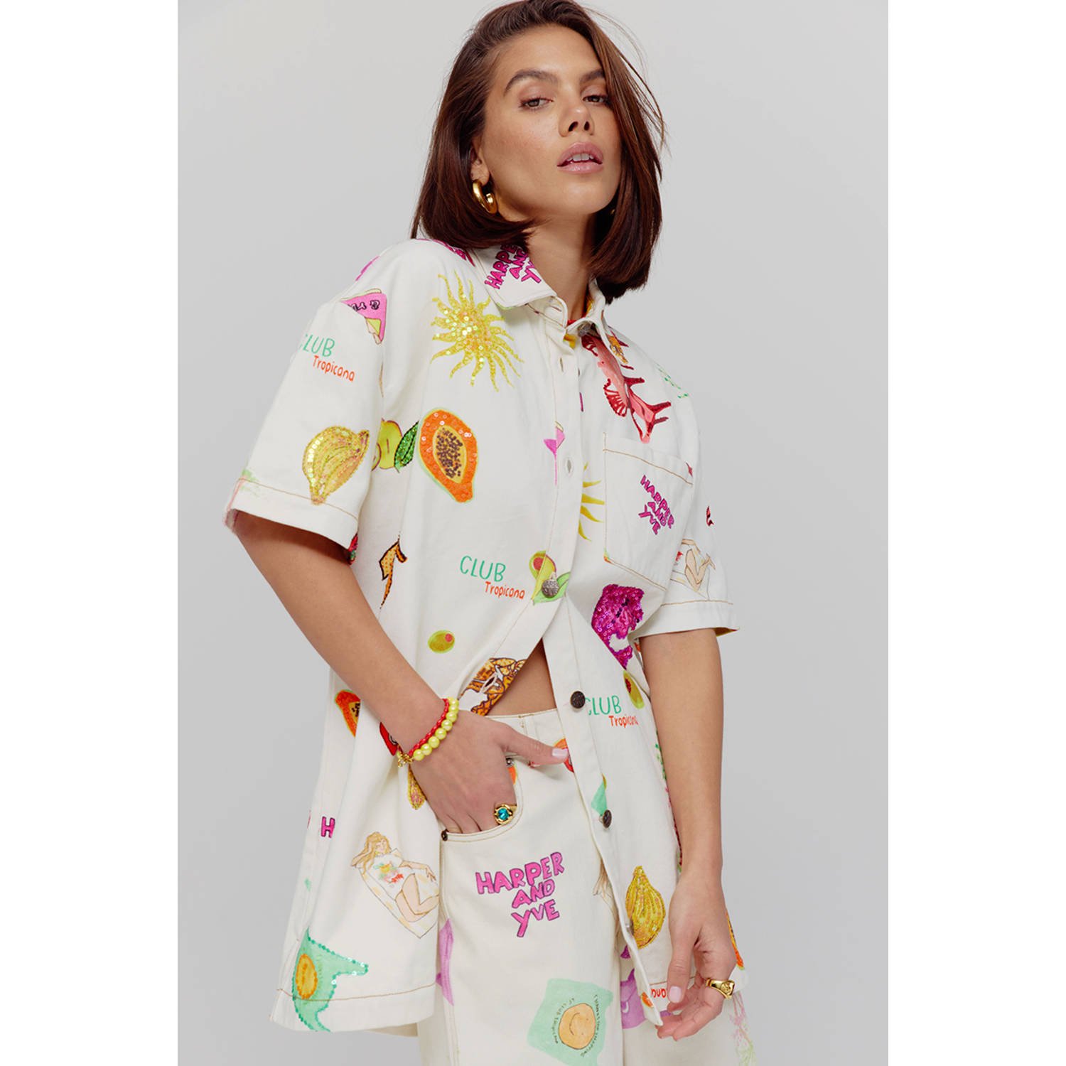 HARPER & YVE X Tessa spijkerjurk met pailletten multi