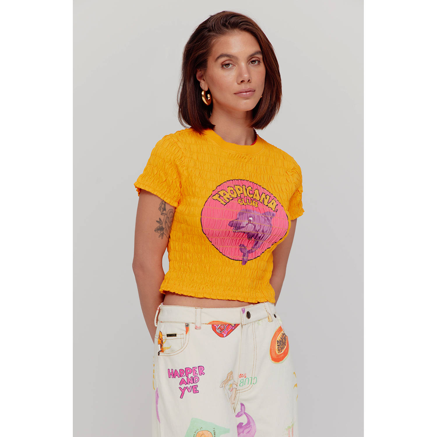 HARPER & YVE X Tessa cropped top oranje