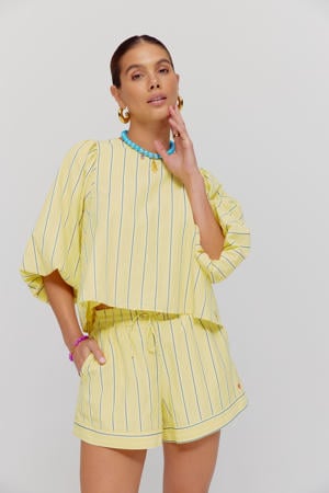 wide leg regular waist casual short geel