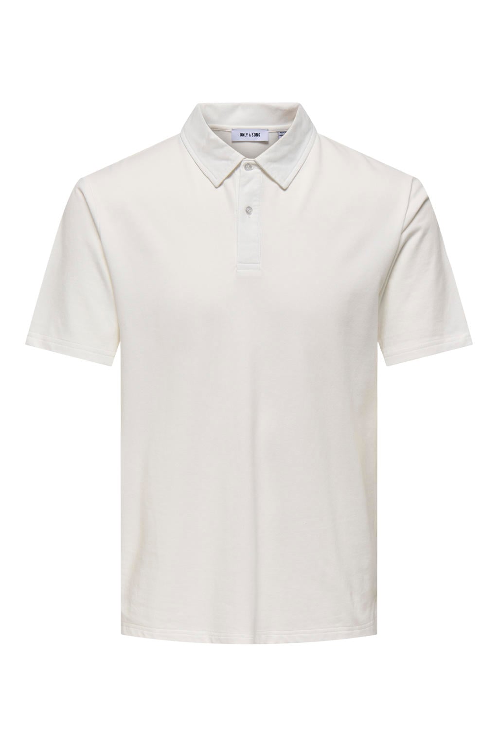 Witte heren ONLY & SONS regular polo van katoen met effen, korte mouwen, knoopsluiting en pique