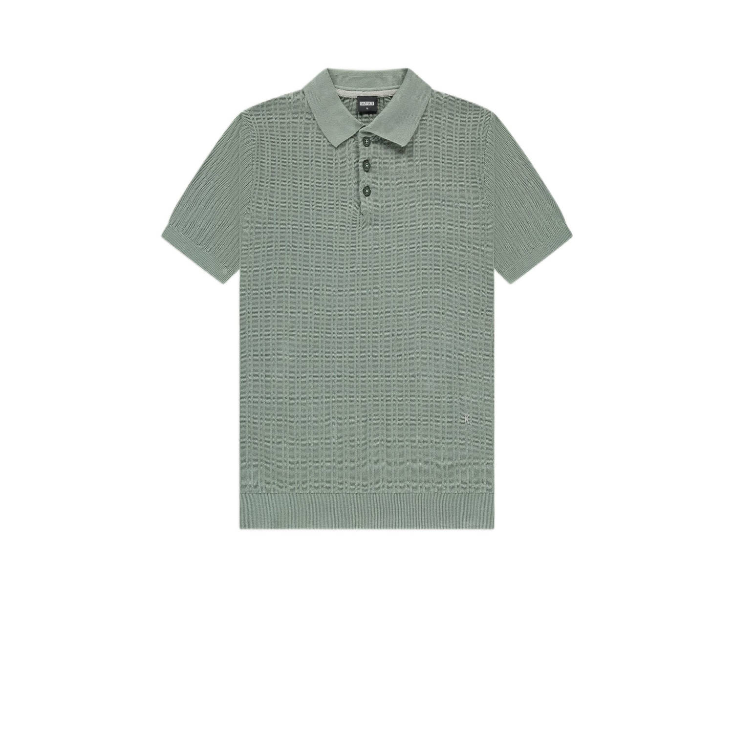 Kultivate slim polo gebreid groen
