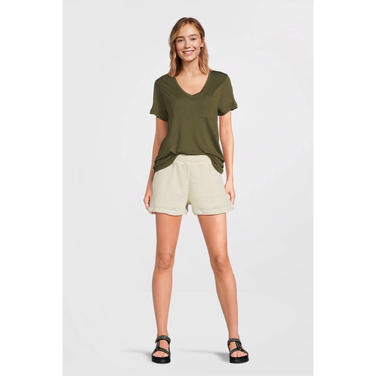 anytime crochet korte broek off-white