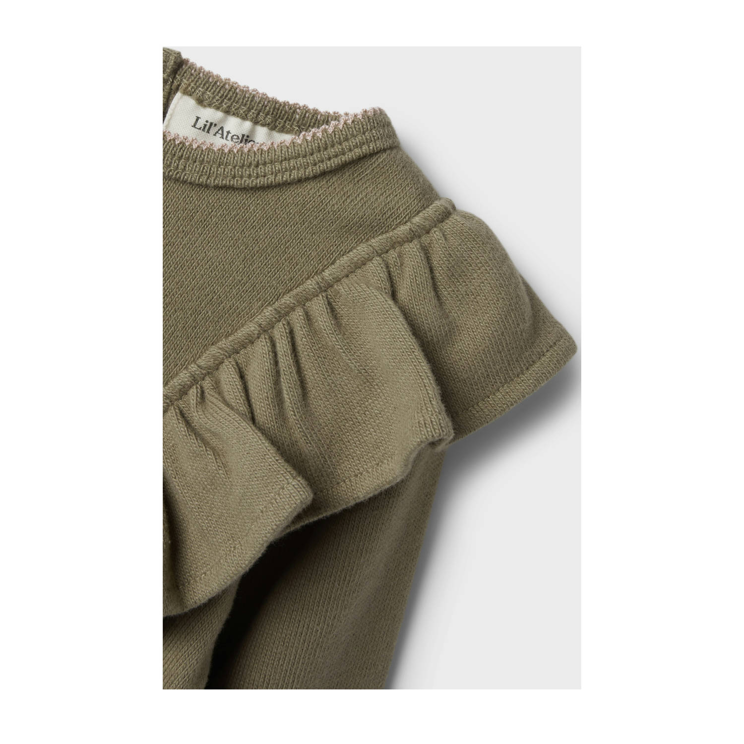 LIL' ATELIER MINI korte jurk olijfgroen