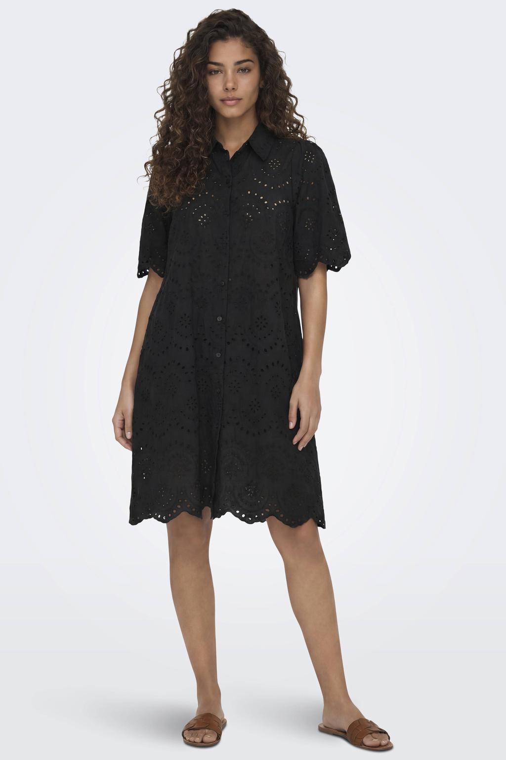 ONLY jurk broderie zwart