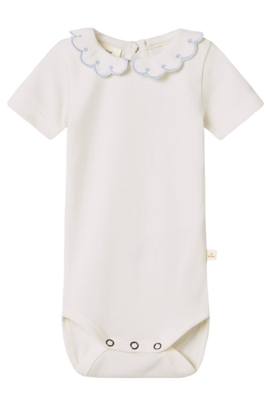 LIL' ATELIER BABY romper offwhite/blauw