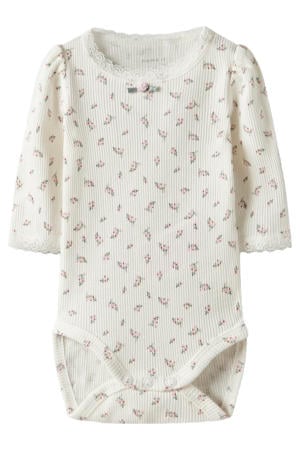 romper met bloemenprint ecru