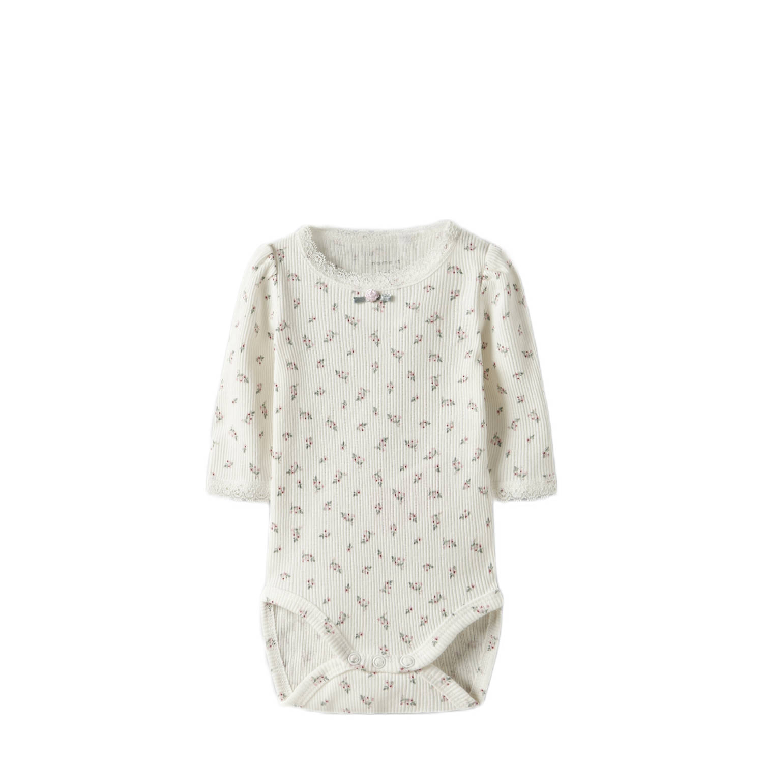 NAME IT BABY romper NBFHOISE met bloemenprint ecru