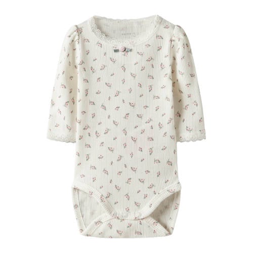 NAME IT BABY romper met bloemenprint ecru afbeelding
