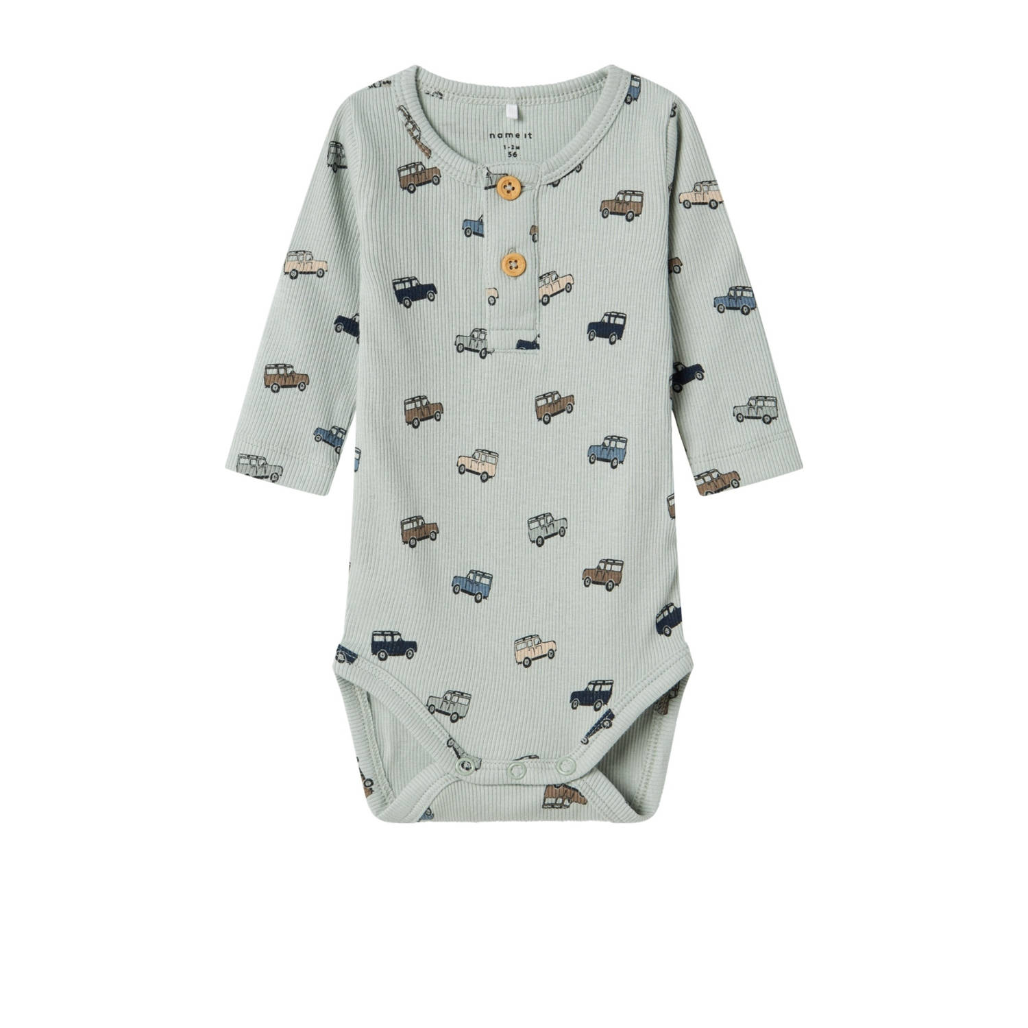 NAME IT BABY romper NBMHUKAB met all over print grijsblauw