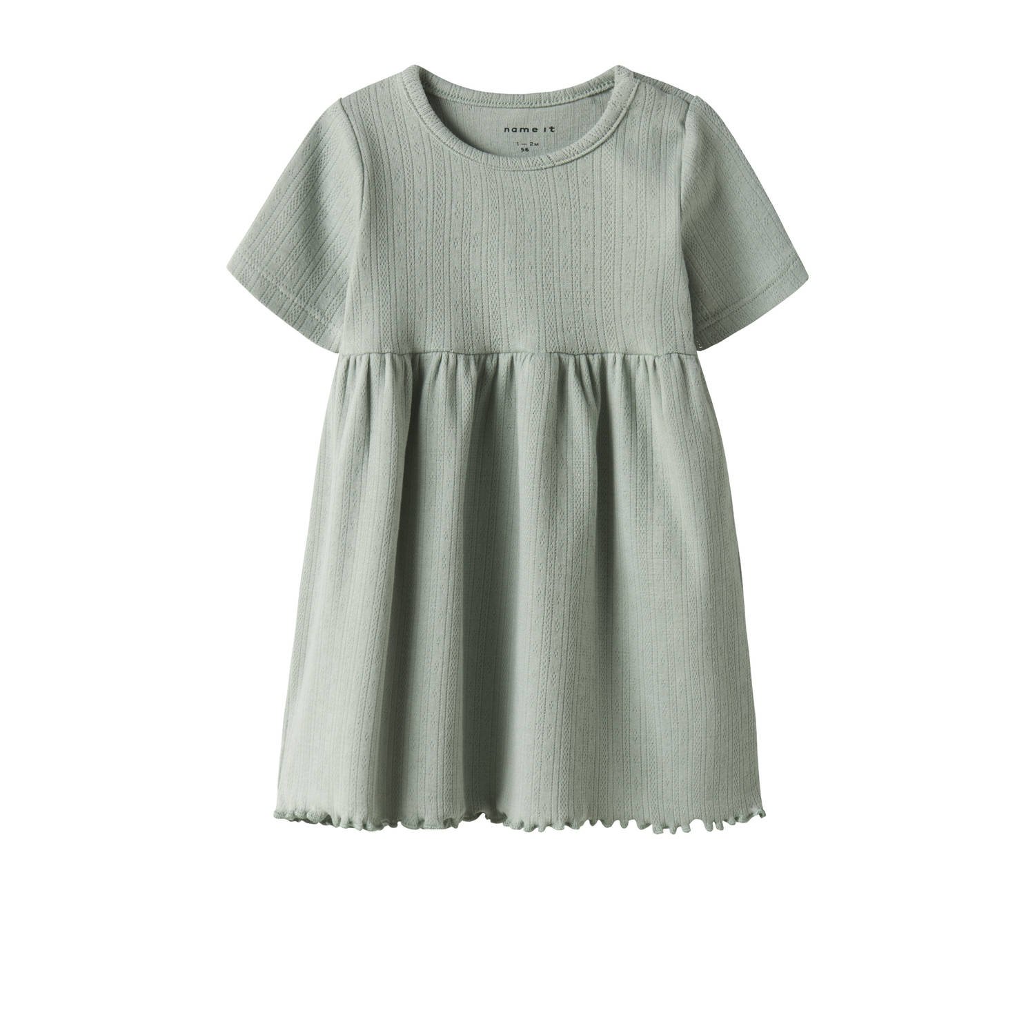 NAME IT BABY korte jurk gebreid turquoise