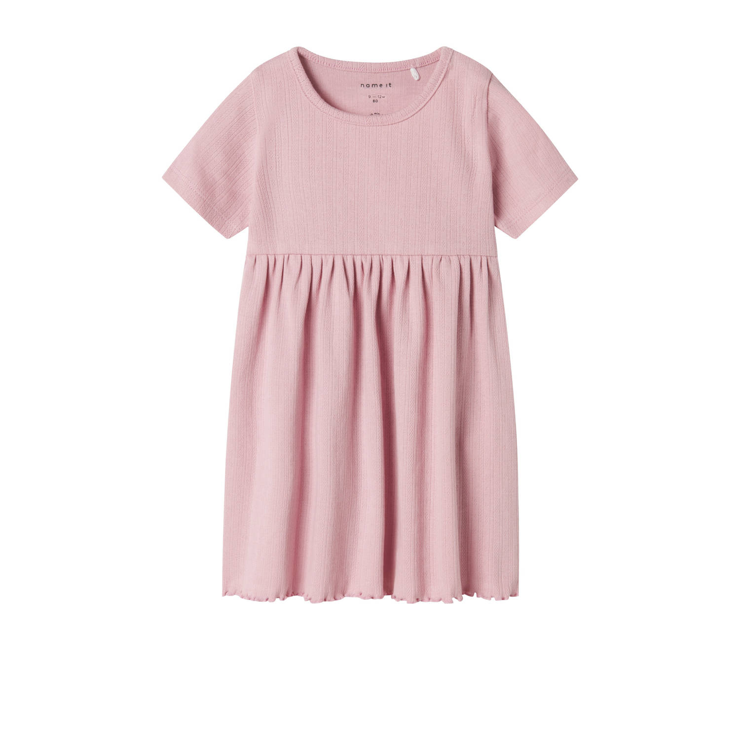 NAME IT BABY korte jurk gebreid rosé