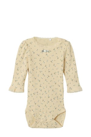 romper met bloemenprint lichtgeel