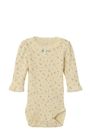 romper met bloemenprint lichtgeel