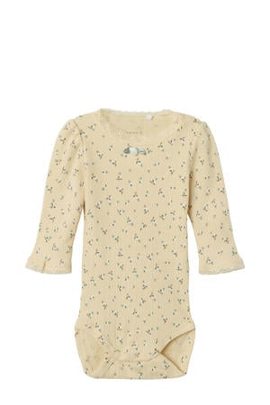 romper met bloemenprint lichtgeel