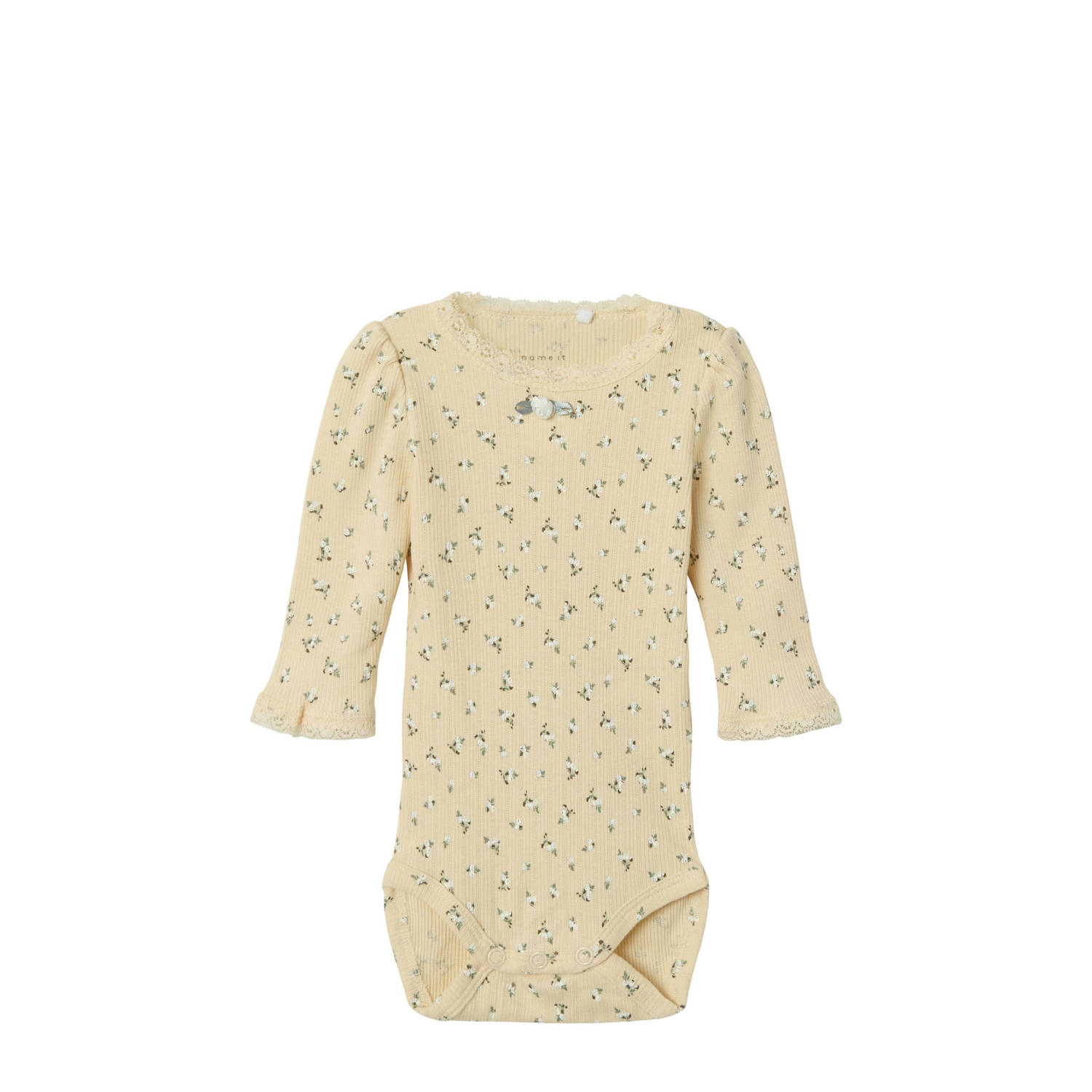NAME IT BABY romper NBFHOISE met bloemenprint lichtgeel