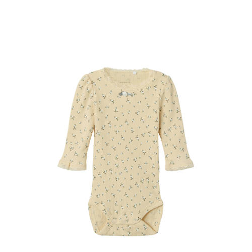 NAME IT BABY romper met bloemenprint lichtgeel afbeelding