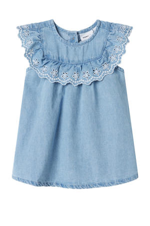 spijkerjurk broderie light blue denim