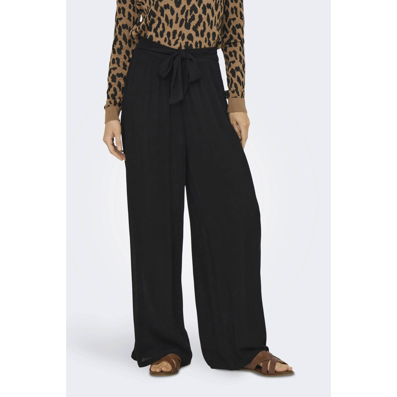 ONLY regular waist casual broek zwart