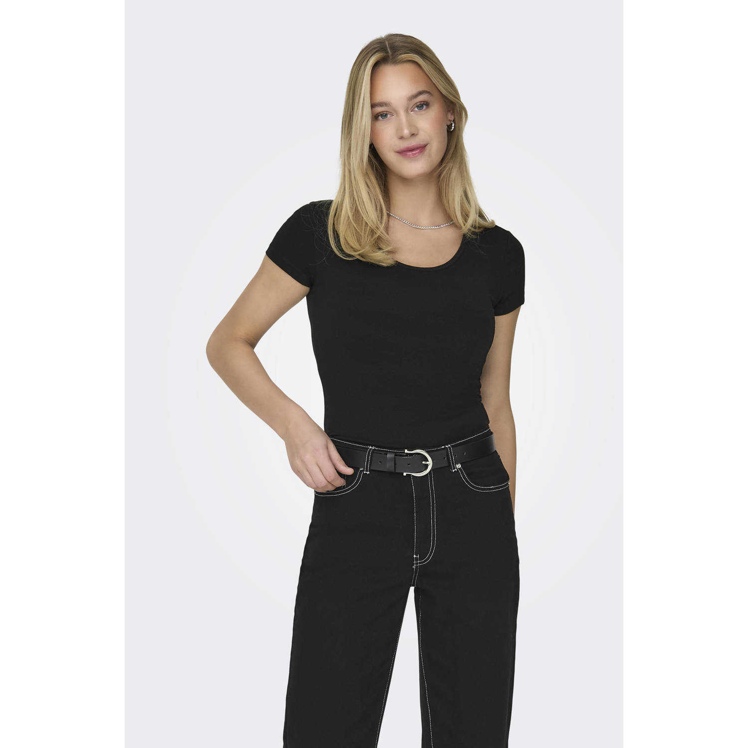 Only Shirt met ronde hals ONLLIVELOVE LIFE S S O-NECK TOP (2-delig Set van 2)