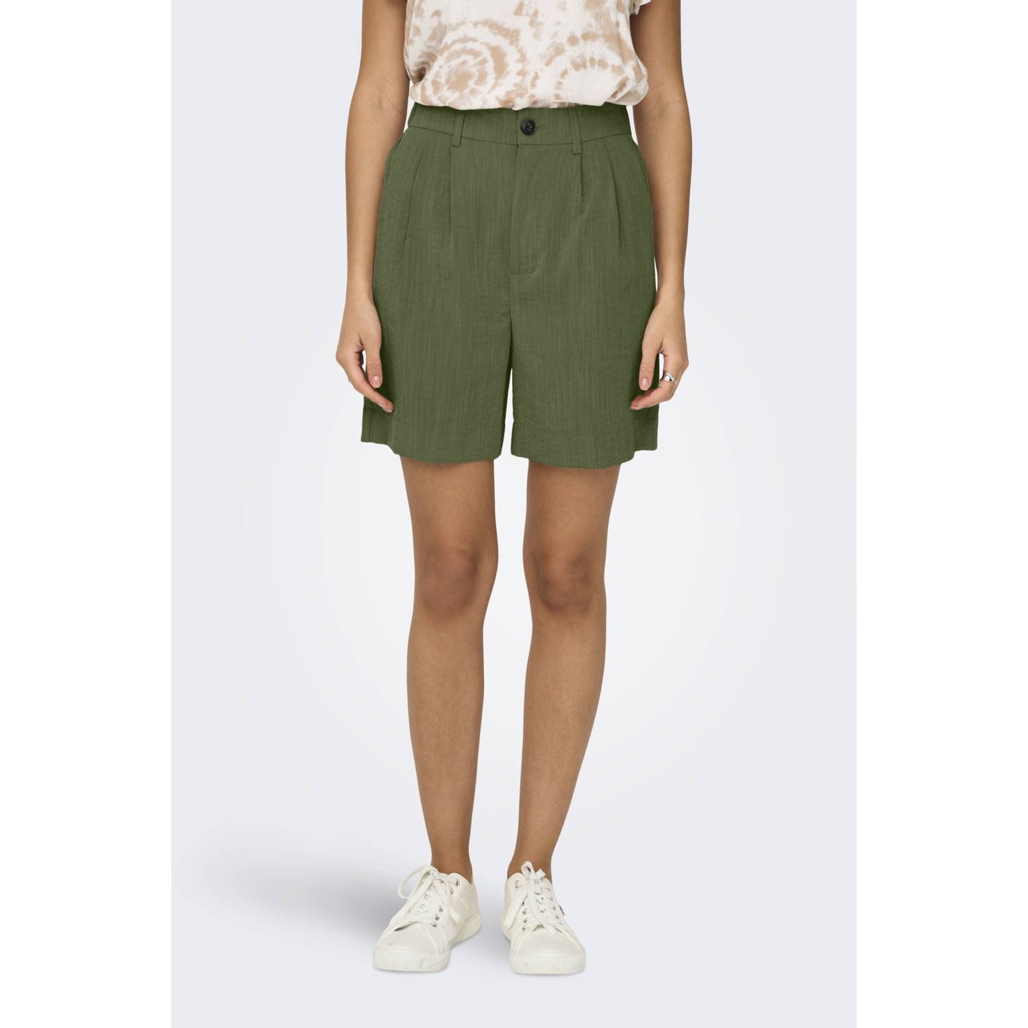 ONLY regular waist casual short donkergroen