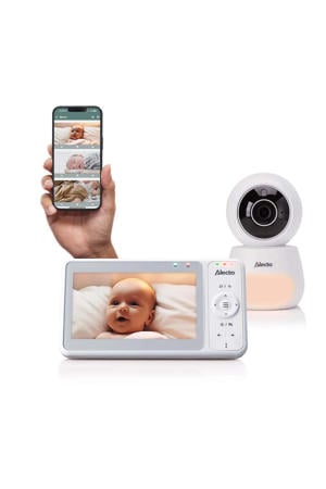 DVM2060 Babyfoon met HD-camera, groot 5 inch kleurenscherm, nachtlampje en app - Op afstand bestuurbaar - Wit
