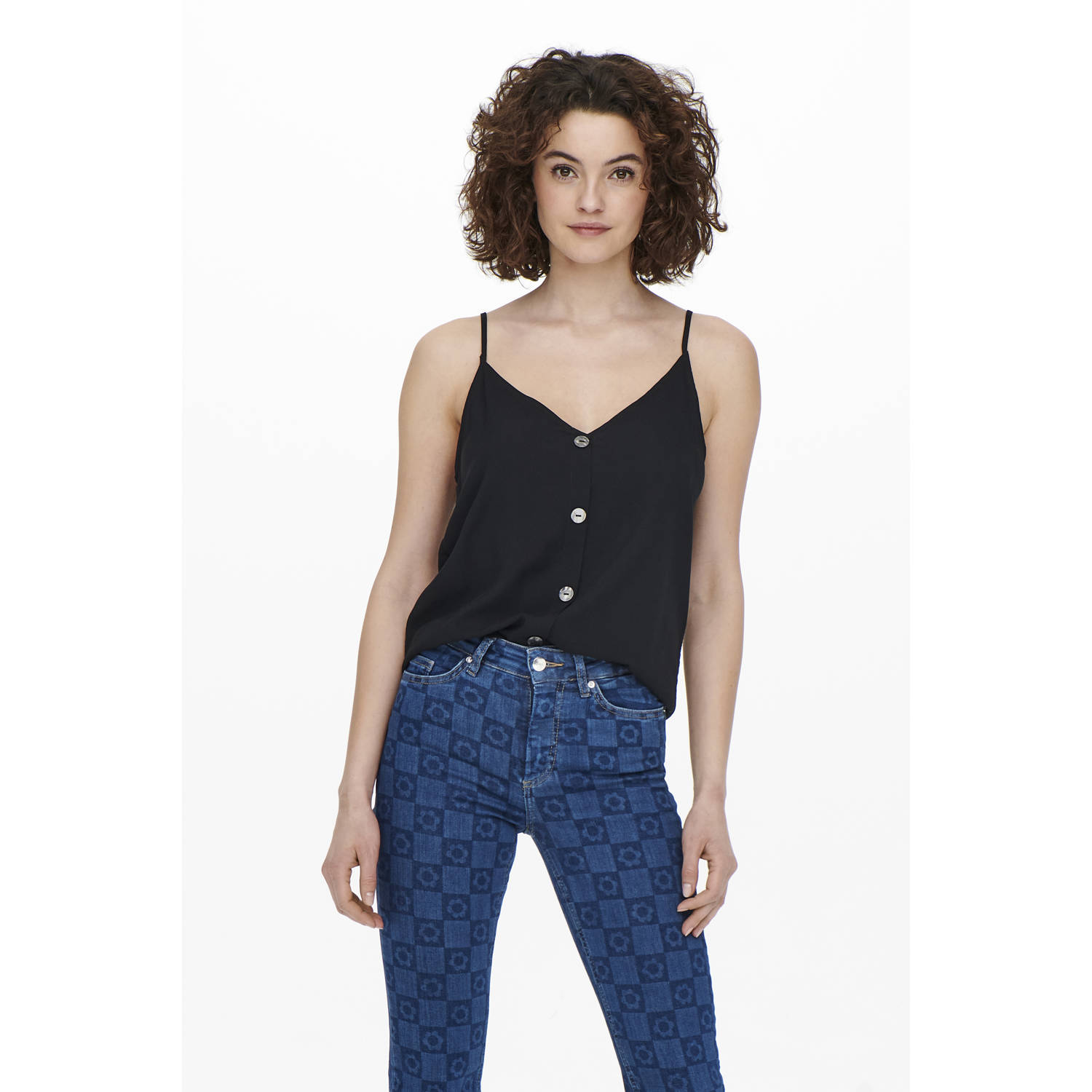 Only Top ONLNELLY LIFE BUTTON SINGLET SOLID NOOS