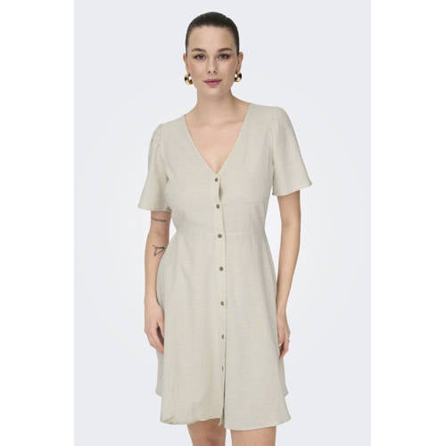 ONLY linnen zomerjurk beige afbeelding