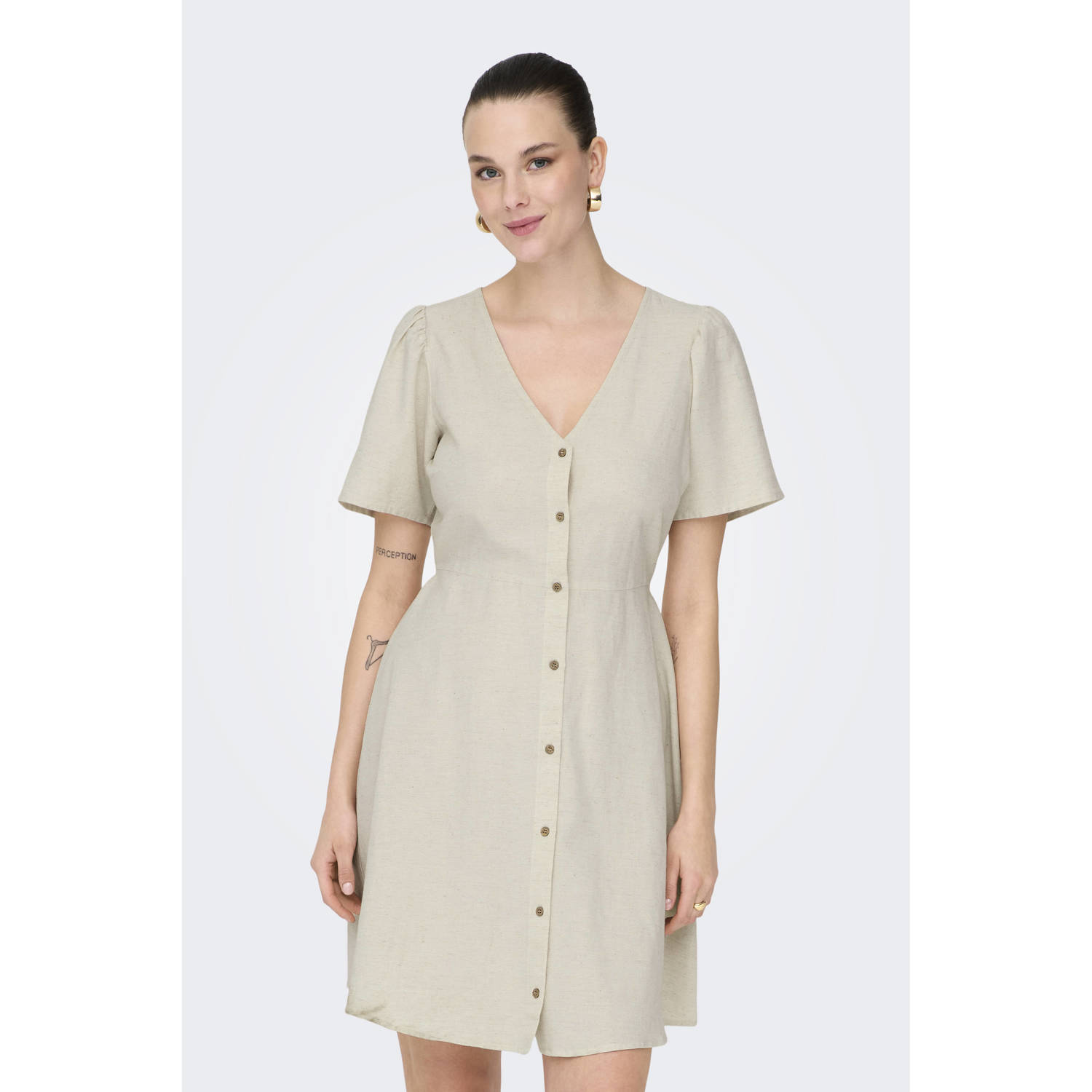 ONLY linnen zomerjurk beige