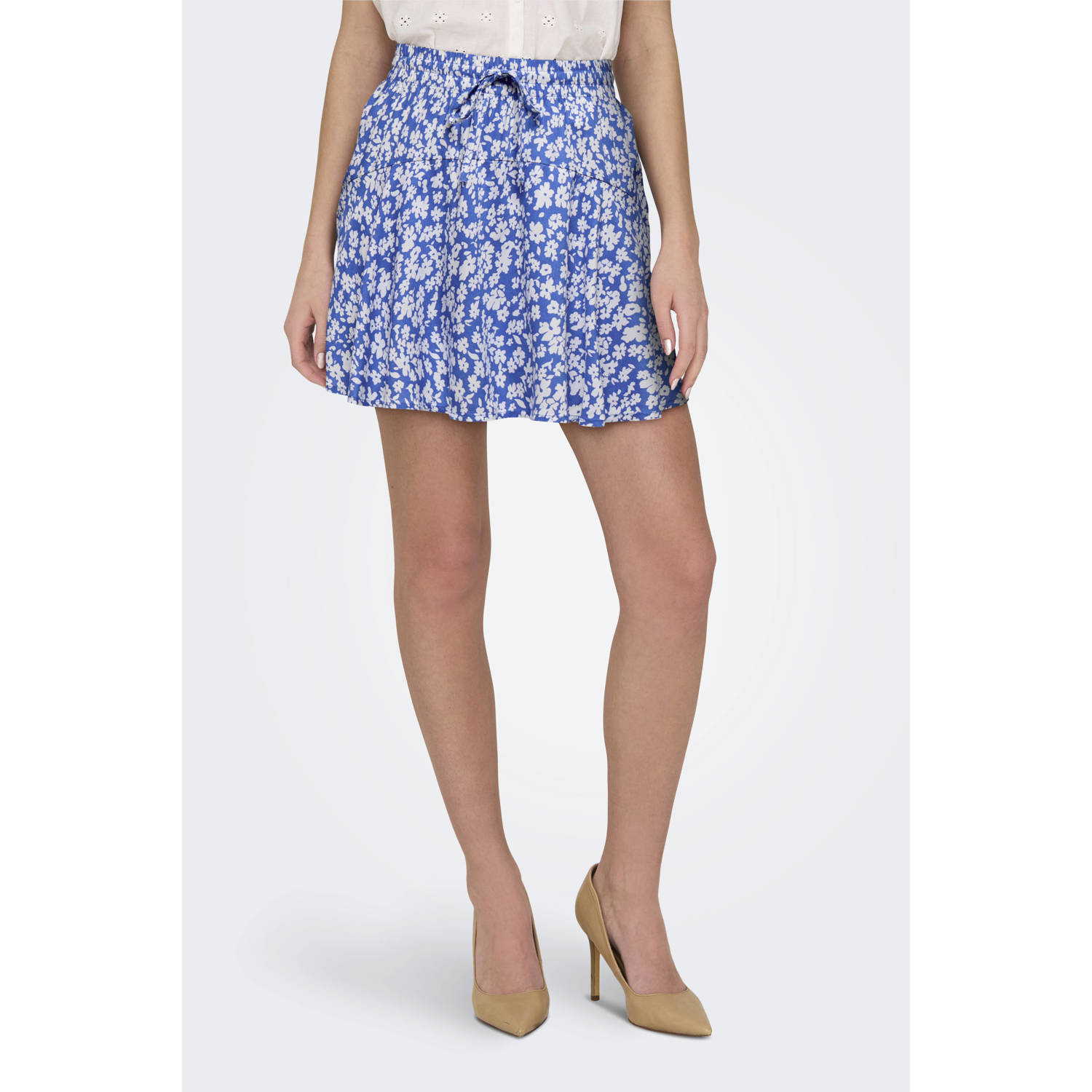 Only Life Skort Marina White Flower Freewear Blauw Multicolor Dames