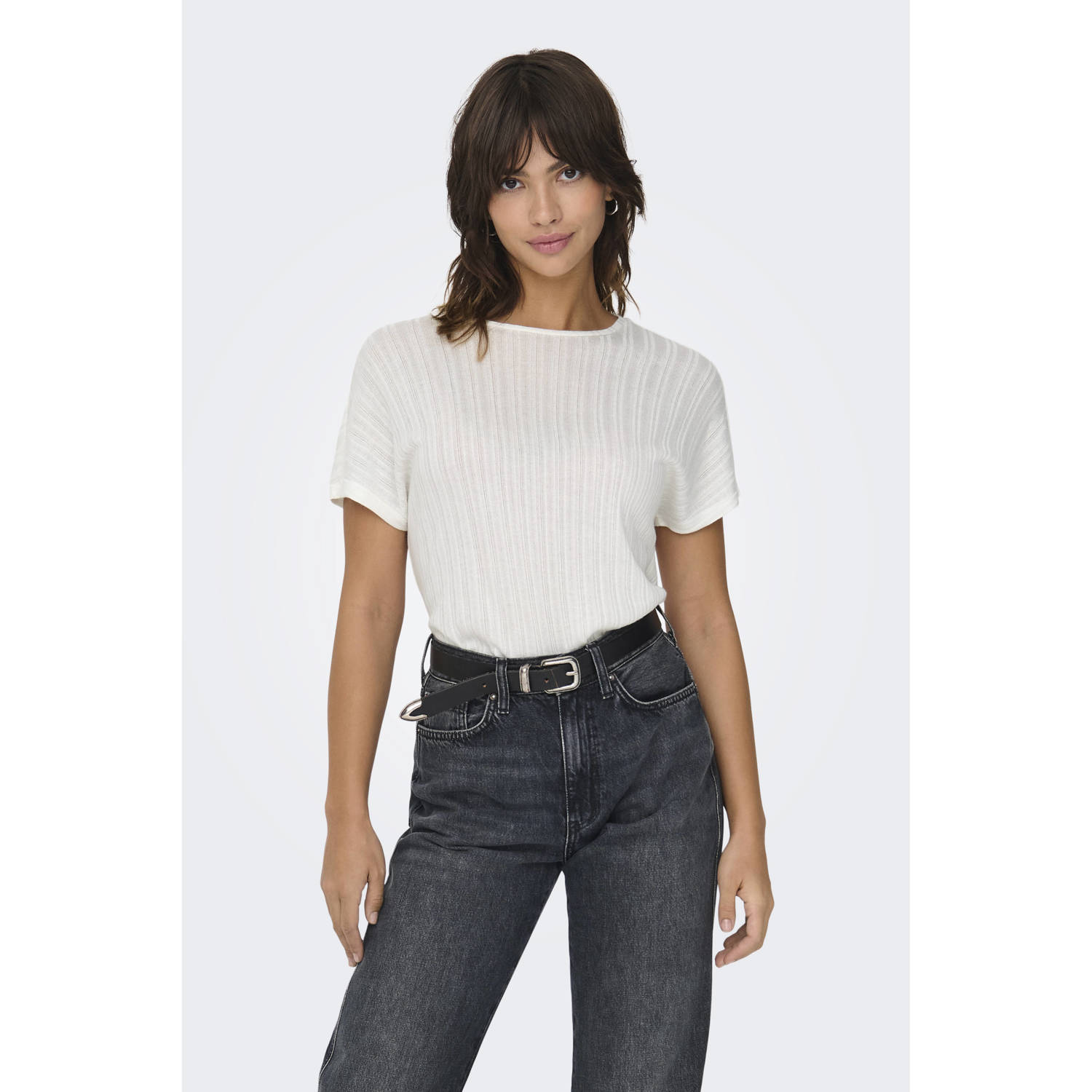 Only Shirt met korte mouwen ONLIRINA S S O-NECK TOP JRS NOOS