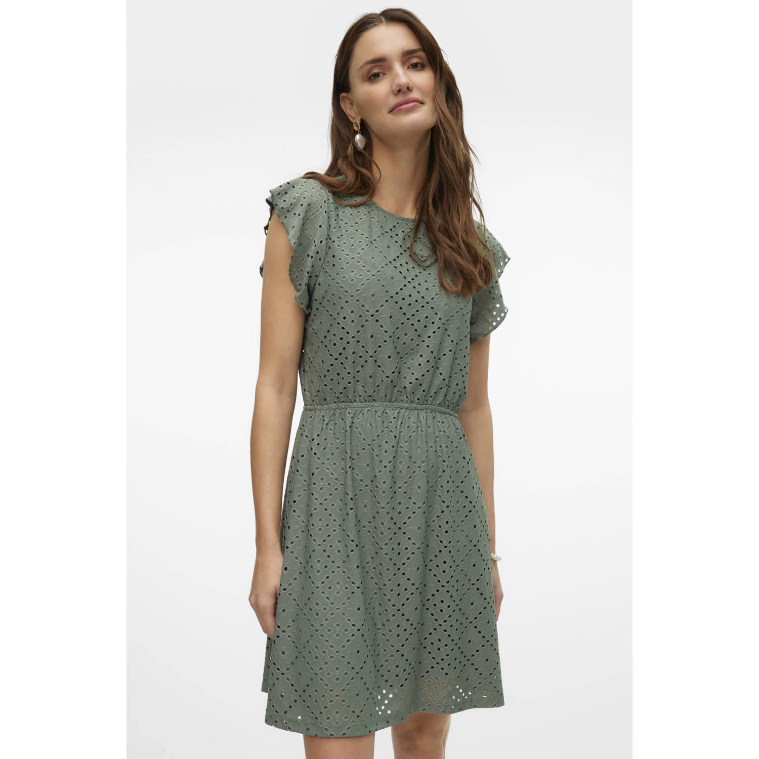 VERO MODA zomerjurk broderie groen
