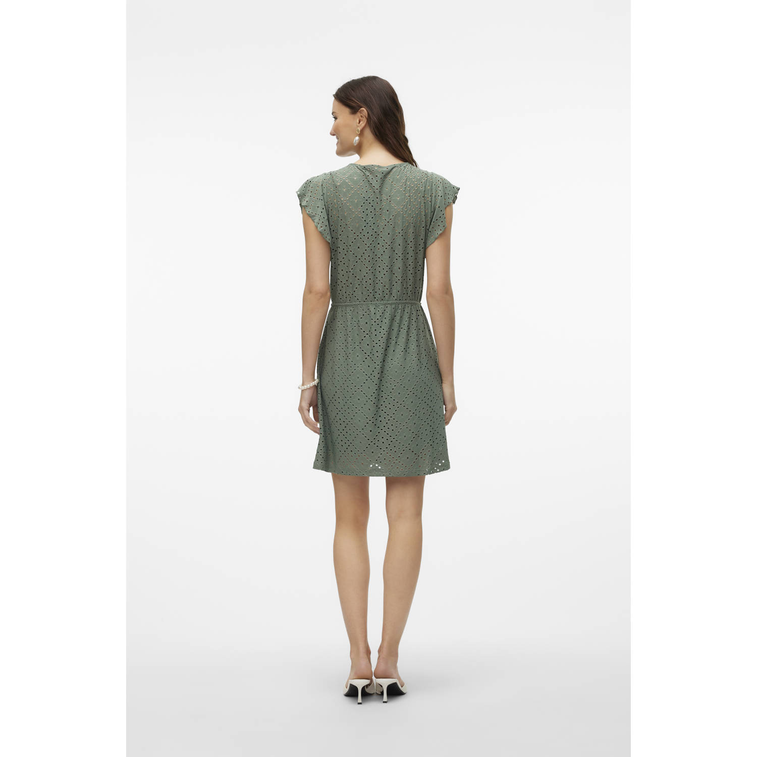 VERO MODA zomerjurk broderie groen