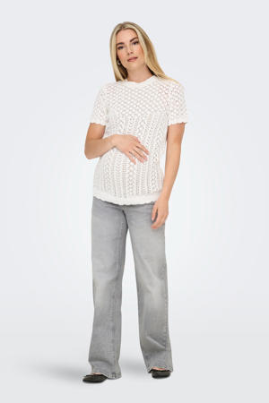 zwangerschaps wide leg jeans grey denim